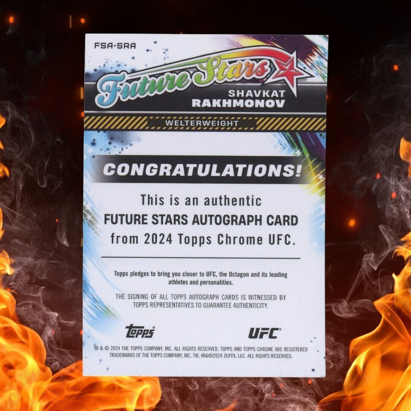 2024 Topps Chrome UFC SHAVKAT RAKHMONOV Future Stars Auto /50 Gold