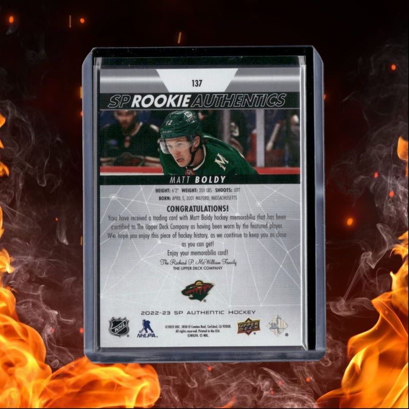 2022-23 SP Authentic Matt Boldy Jersey Rookie
