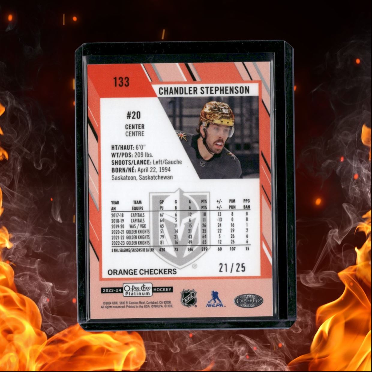 2023-24 O-Pee-Chee Platinum Chandler Stephenson Orange Checkers 21/25 #133
