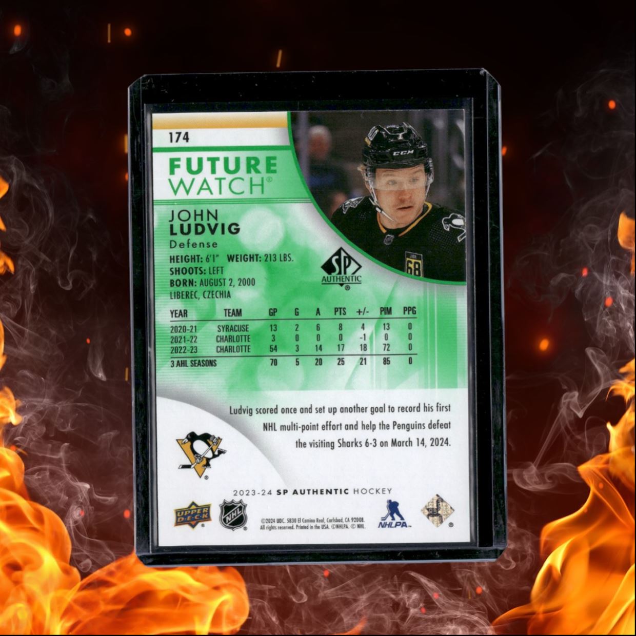 2023-24 SP Authentic John Ludvig Future Watch Green Rookie 167/199 #174