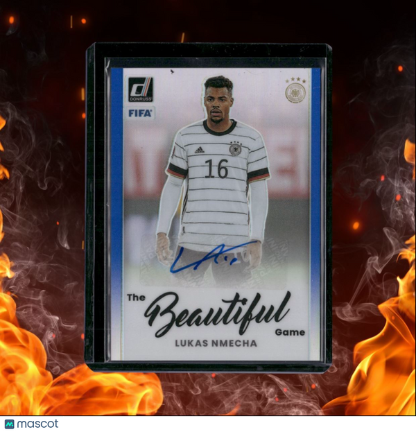 2022 Panini Donruss Lukas Nmecha The Beautiful Game Blue Prizm Auto #BA-LNM