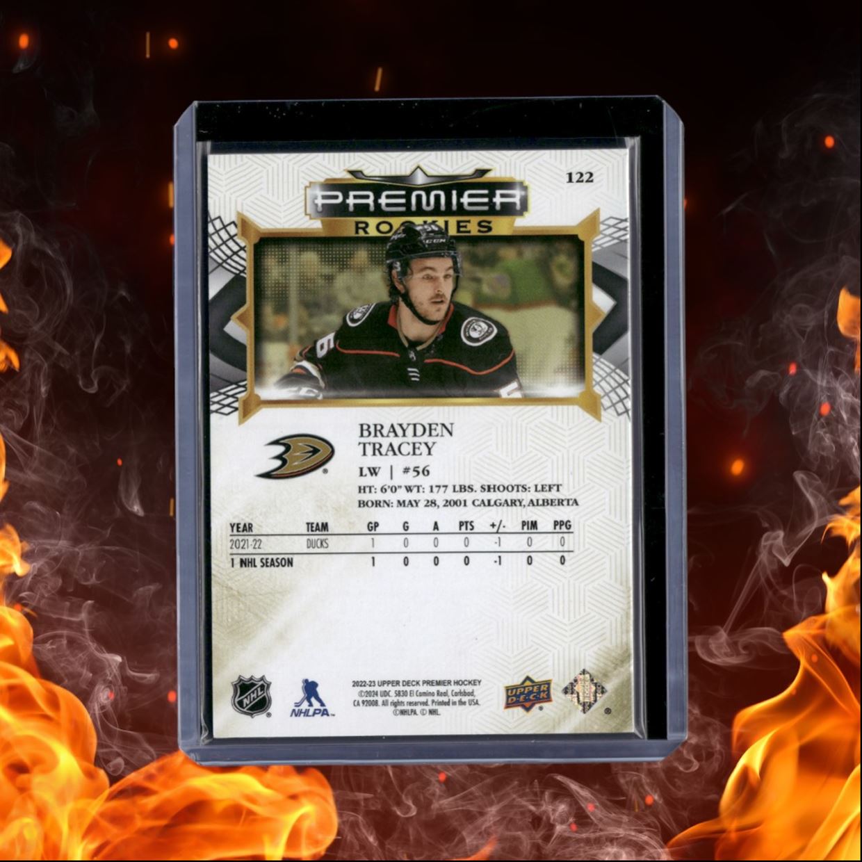 2022-23 Upper Deck Premier Brayden Tracey Gold Spectrum Rookie 28/65 #122