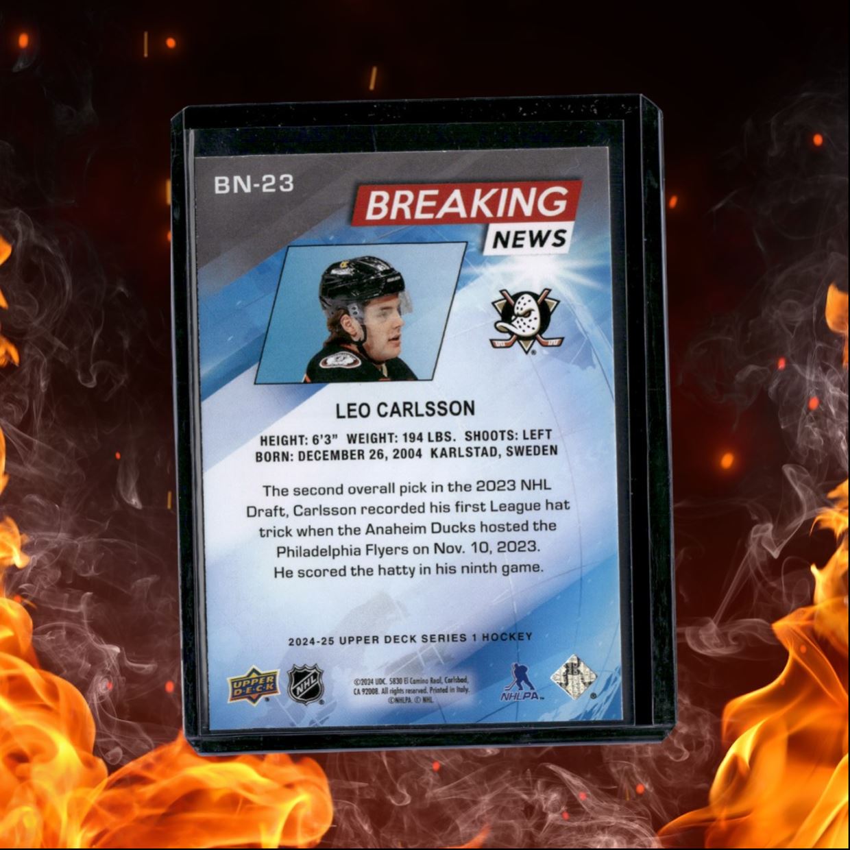 2024-25 Upper Deck Leo Carlsson Breaking News #BN-23