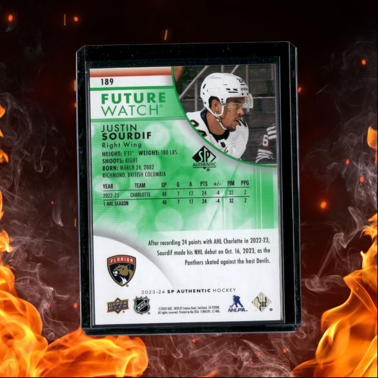2023-24 SP Authentic Justin Sourdif Future Watch Limited Green 112/199 #189