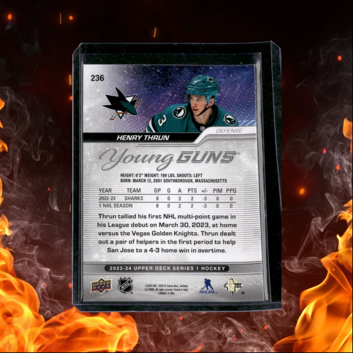 2023-24 Upper Deck Henry Thrun Outburst Silver Young Guns Rookie #236