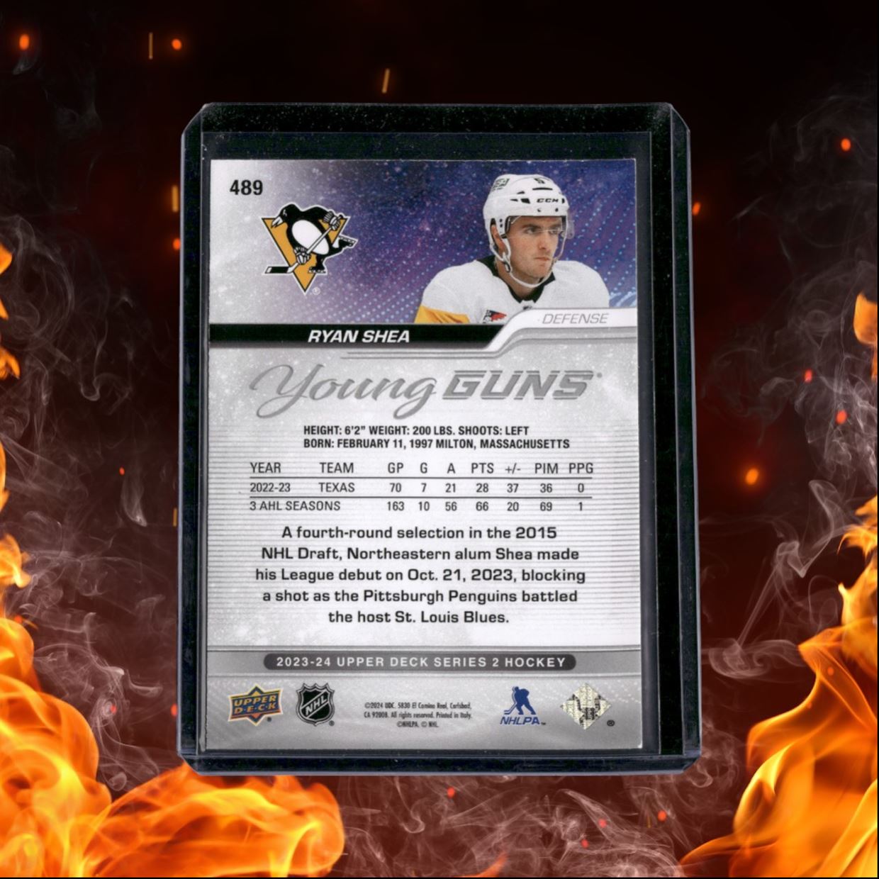 2023-24 Upper Deck Ryan Shea Outburst Silver Young Guns Rookie #489