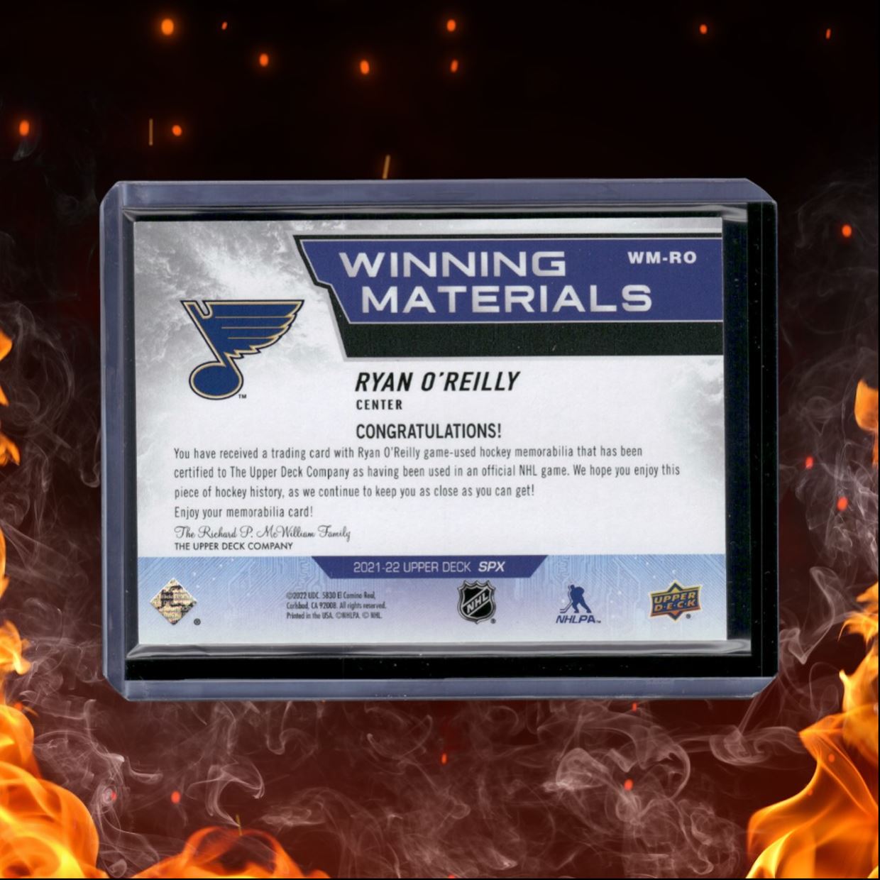 2021-22 Upper Deck SPx Ryan O'Reilly Winning Materials Dual Jersey #WM-RO