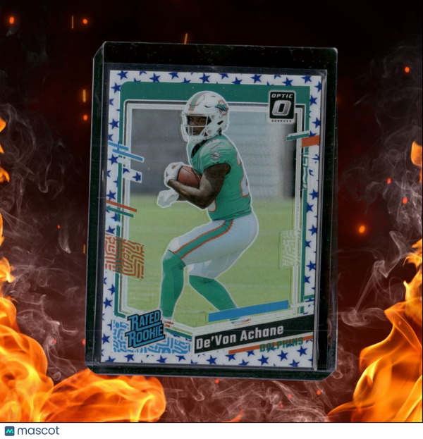 2023 Donruss Optic De'Von Achane Blue Star Emoji Prizm Rated Rookie #269