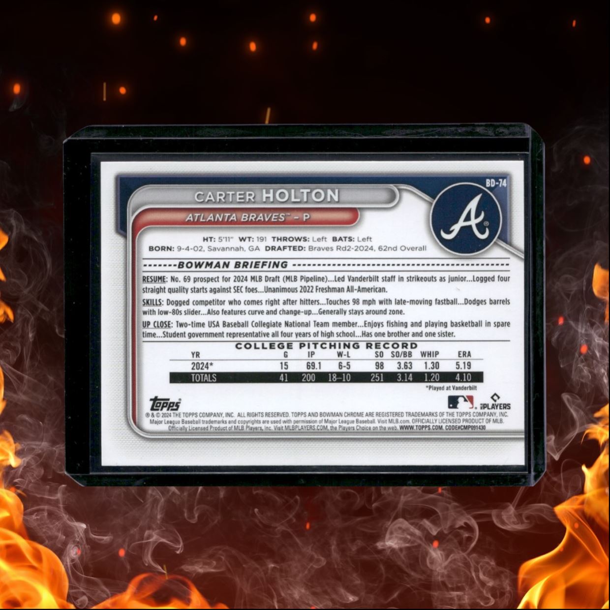 2024 Bowman Carter Holton 1st Prospect Green 98/99 #BD-74