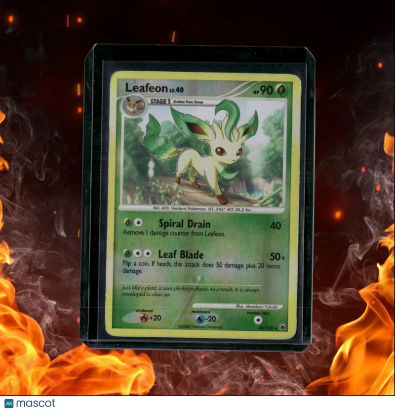 2008 Pokemon Majestic Dawn Leafeon Reverse Holo HP/Damaged