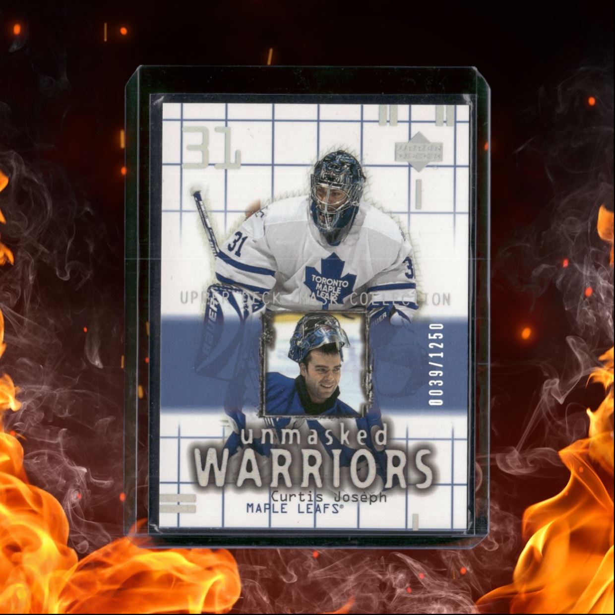 2001-02 Upper Deck Mask Collection Curtis Joseph Unmasked Warriors 0039/1250
