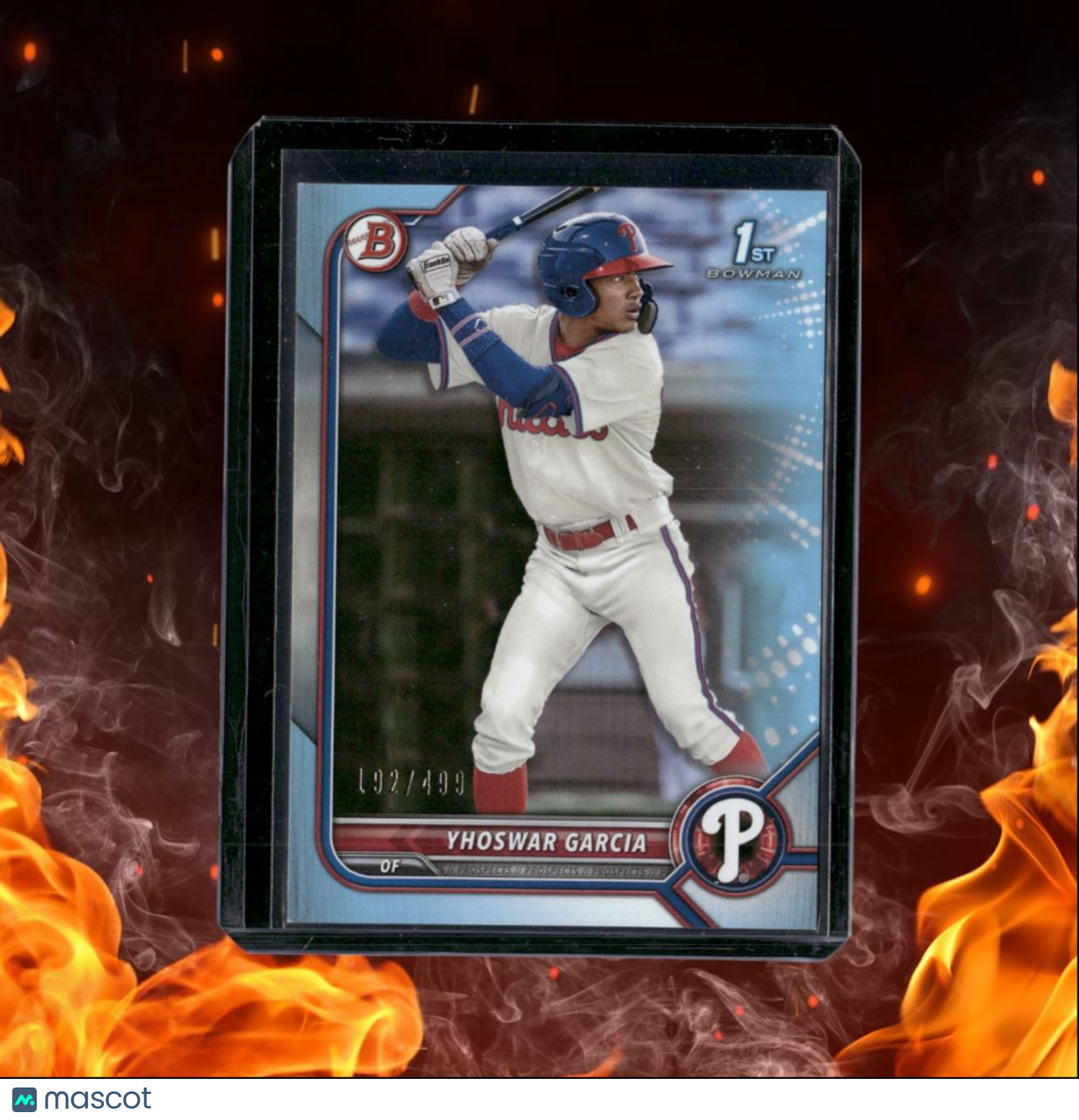 2022 Bowman Prospects Yhoswar Garcia 1st Prospect Sky Blue 192/499 #BP-90