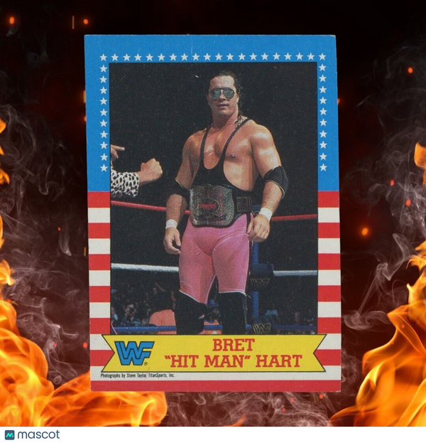 1987 Topps WWF BRET "HIT MAN" HART Rookie #1 Wrestling Stars