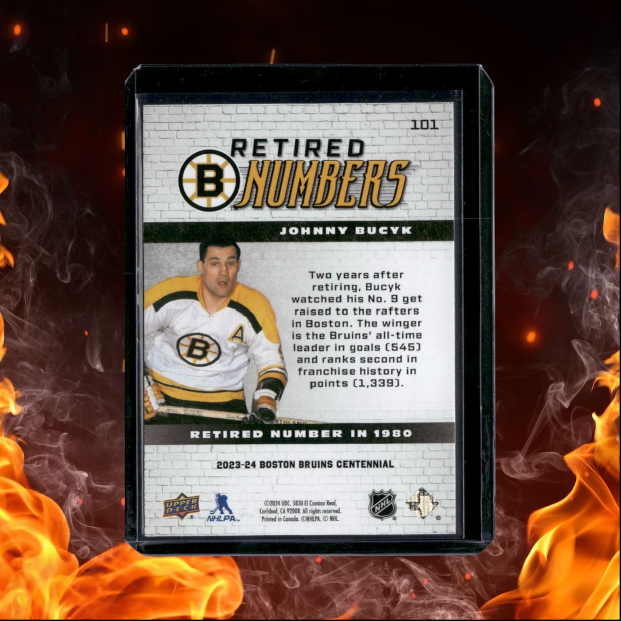 2023-24 Upper Deck Boston Bruins Centennial Johnny Bucyk Retired Numbers #101