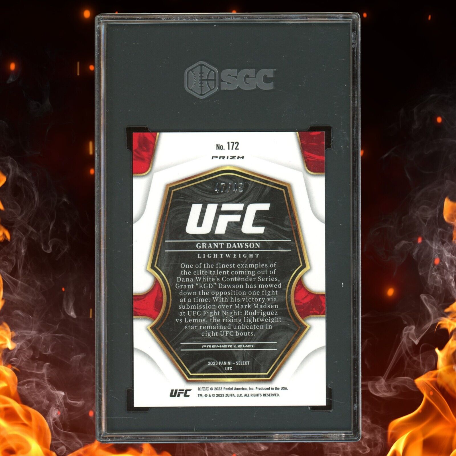 2023 Panini Prizm UFC GRANT DAWSON /49 Orange Prizm SGC 9.5 #172