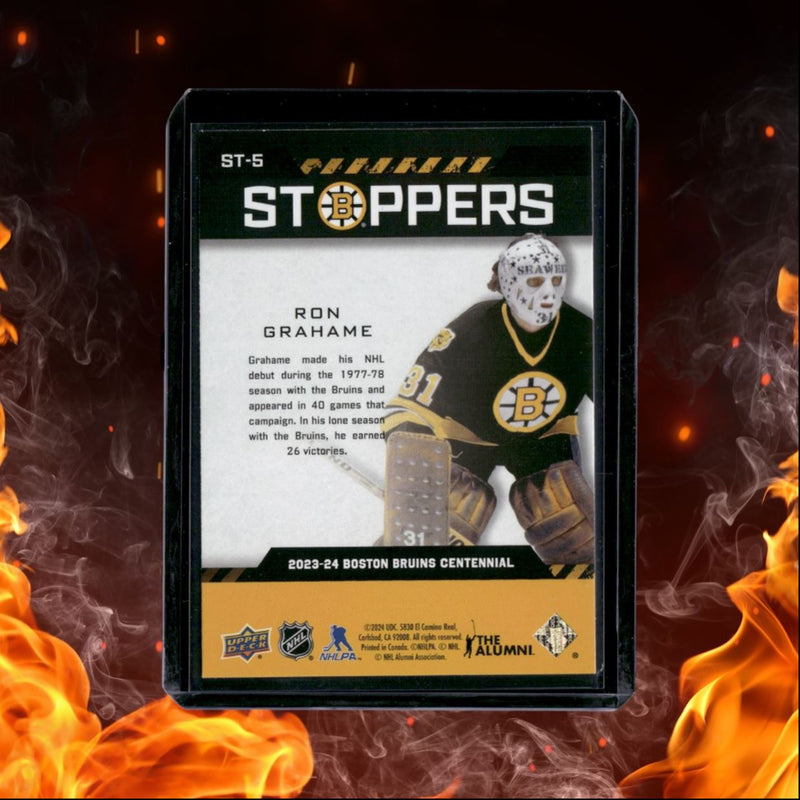 2023-24 Upper Deck Boston Bruins Centennial Ron Grahame Stoppers Gold