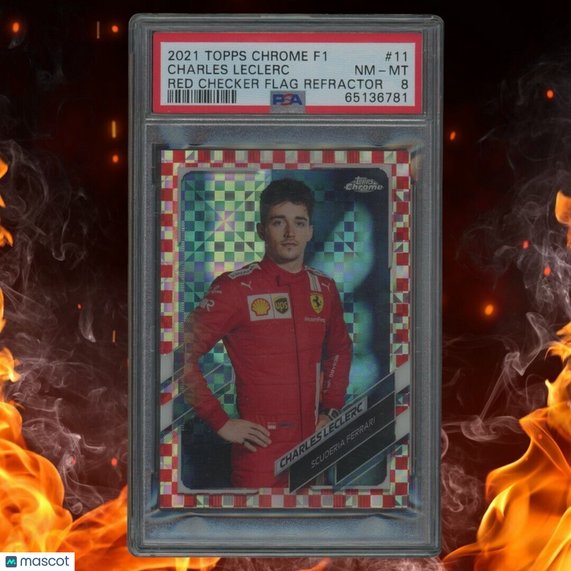 2021 Topps Chrome CHARLES LECLERC Portrait /5 Red Checker Flag Refractor PSA 8