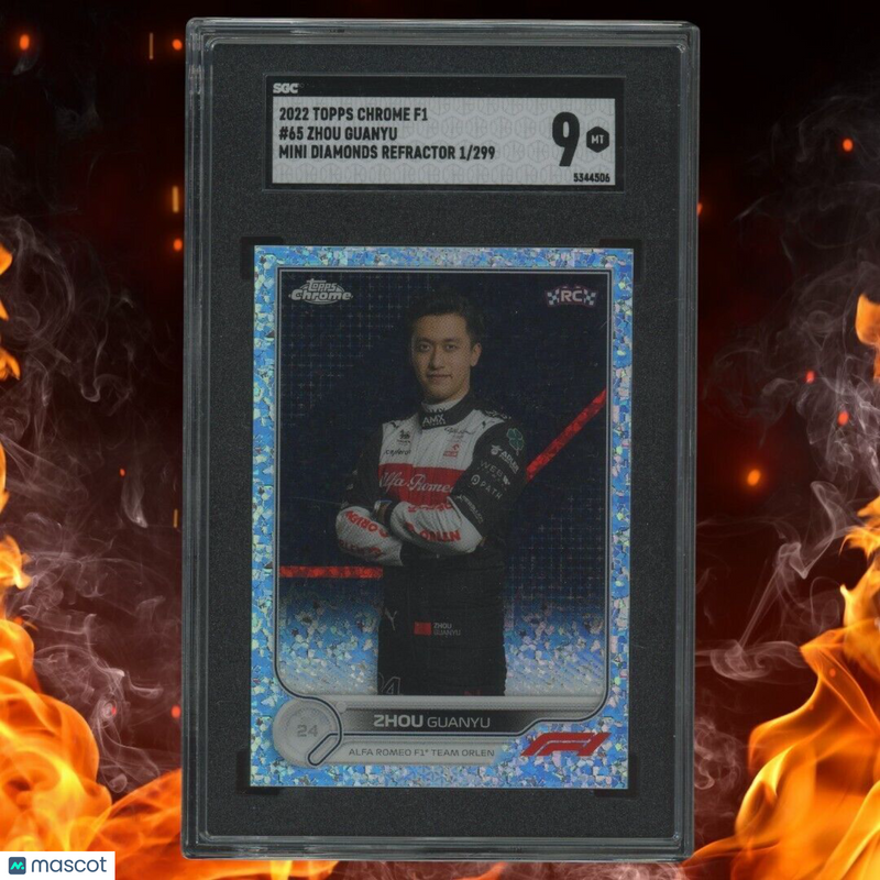 2022 Topps Chrome F1 ZHOU GUANYU Rookie 1/299 Mini Diamonds Refractor SGC 9