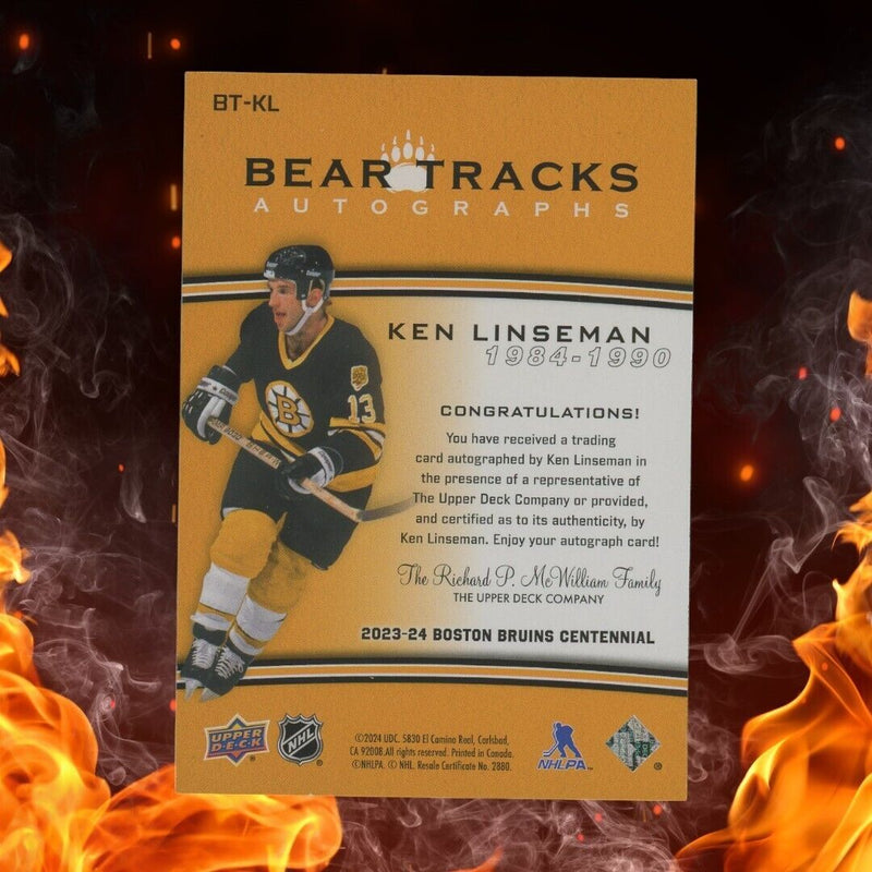 2023-24 Upper Deck Boston Bruins Centennial KEN LINSEMAN Bear Tracks Auto