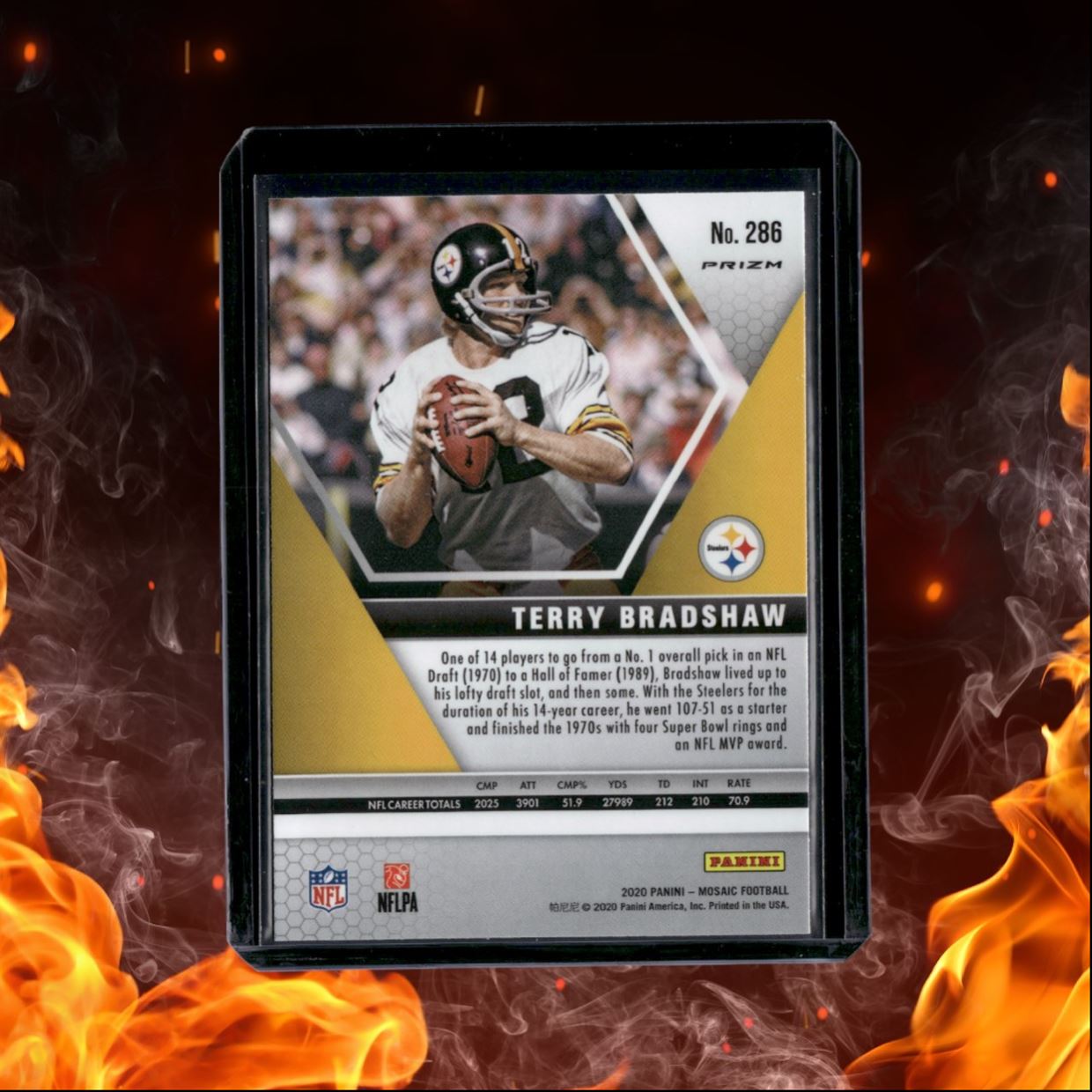 2020 Panini Mosaic Terry Bradshaw Hall of Fame Red Orange Mosaic Prizm #286