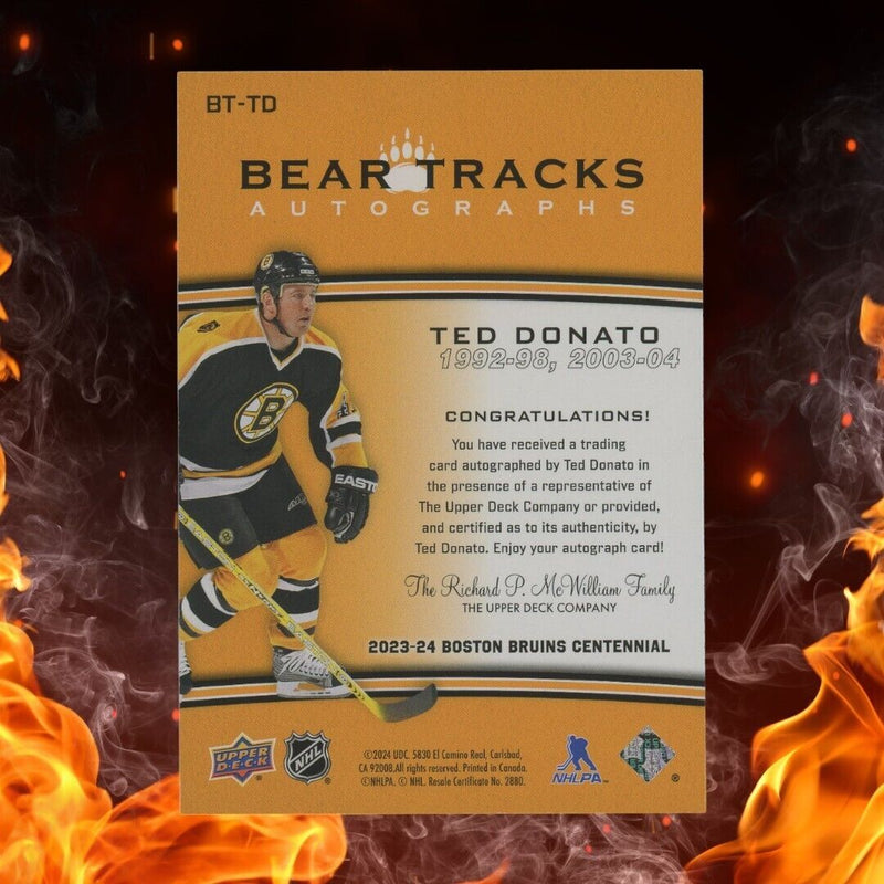 2023-24 Upper Deck Boston Bruins Centennial TED DONATO Bear Tracks Auto