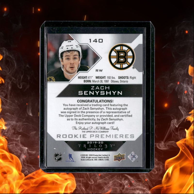 2019-20 Upper Deck Trilogy Zach Senyshyn Premieres Level 3 "Go Bruins" Rookie