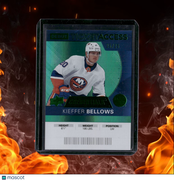 2020-21 Upper Deck Credentials Kieffer Bellows Debut Ticket Access Green Rookie