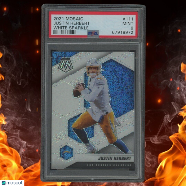 2021 Panini Mosaic JUSTIN HERBERT Rookie White Sparkle Prizm PSA 9 #111 SSP