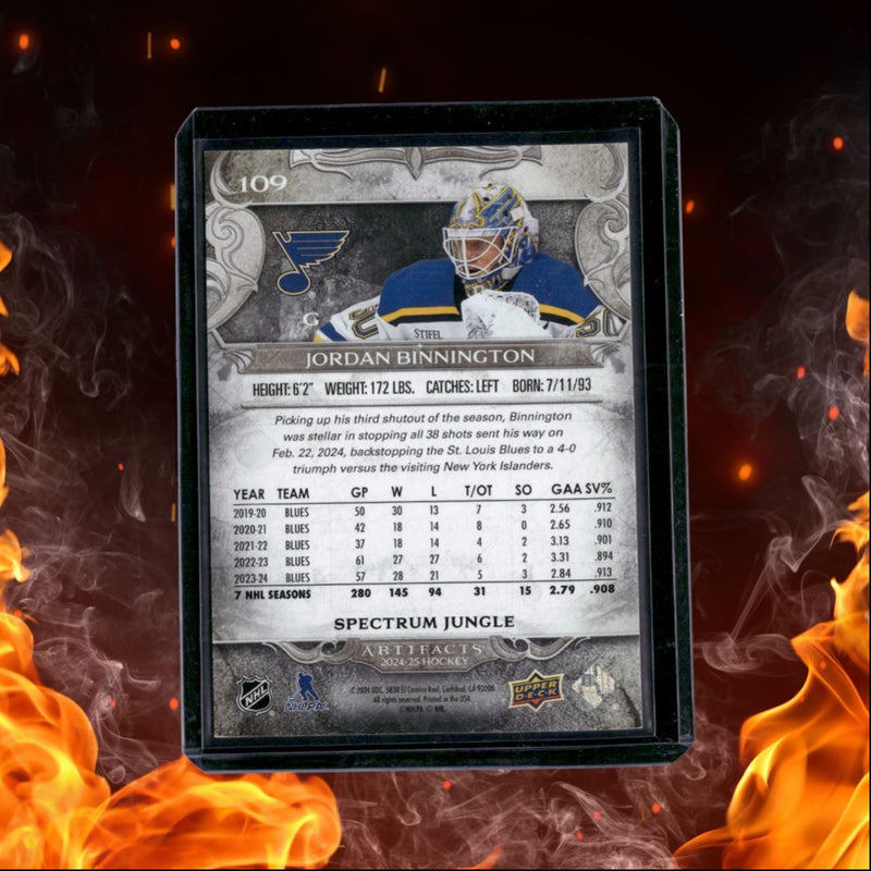 2024-25 Upper Deck Artifacts Jordan Binnington Spectrum Jungle 10/15