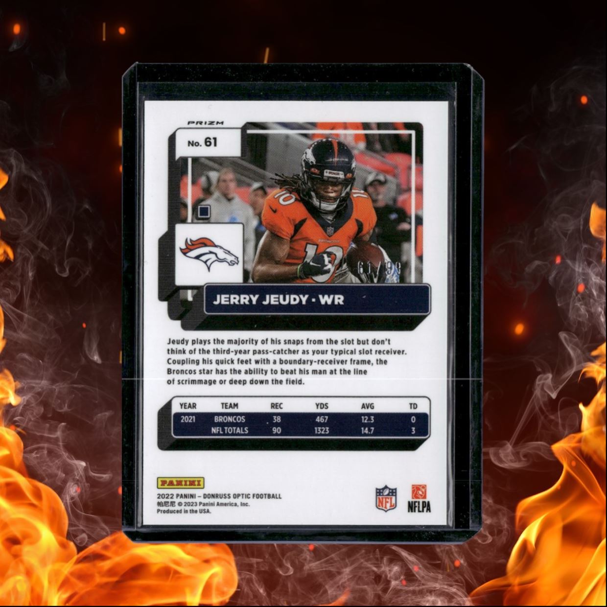 2022 Donruss Optic Jerry Jeudy Red Holo Prizm 61/99 #61