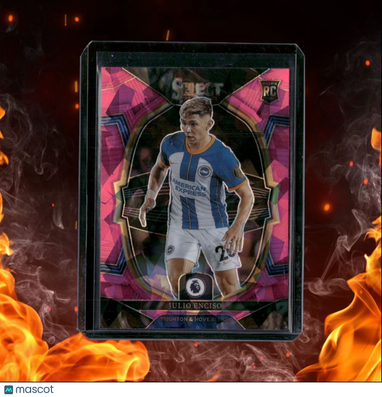 2022 Panini Select Premier League Julio Enciso Pink Cracked Ice Prizm Terrace