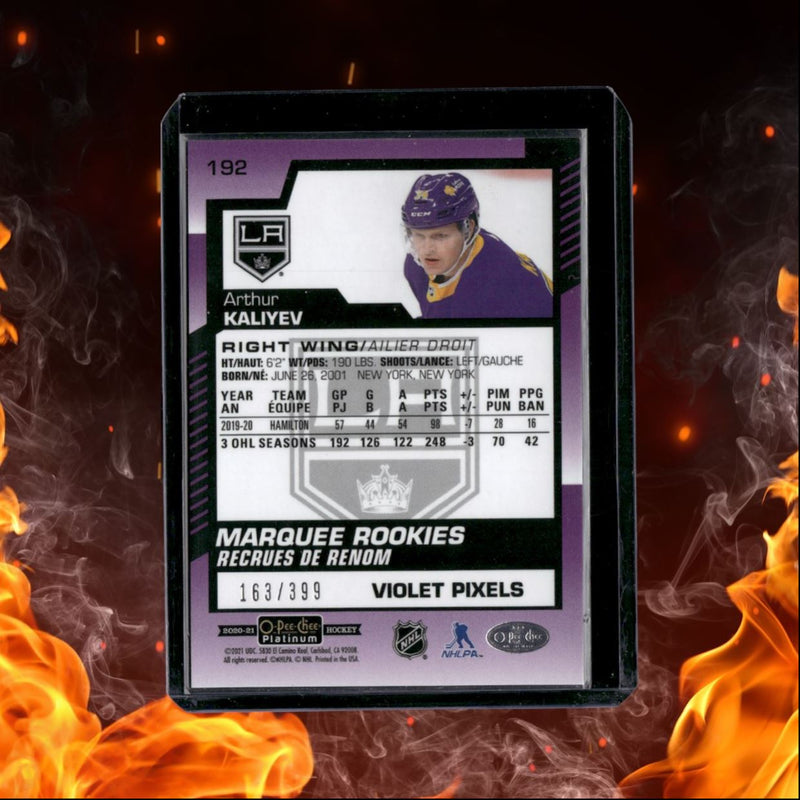 2020-21 O-Pee-Chee Platinum Arthur Kaliyev Violet Pixels Marquee Rookie 163/399