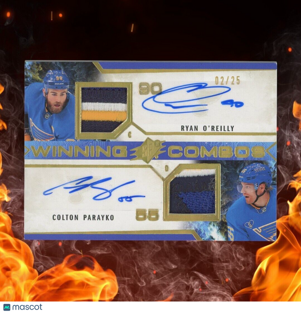 2021-22 Upper Deck SPx O'REILLY / PARAYKO Dual Patch Auto /25 Winning Combos