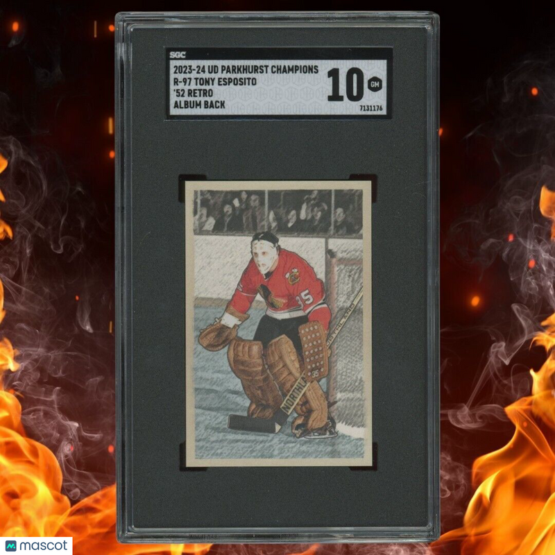 2023-24 Upper Deck Parkhurst Champions TONY ESPOSITO '52 Retro Album Back SGC 10