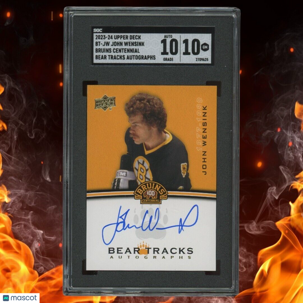 2023-24 UD Boston Bruins Centennial JOHN WENSINK Bear Tracks Auto SGC 10 #BT-JW