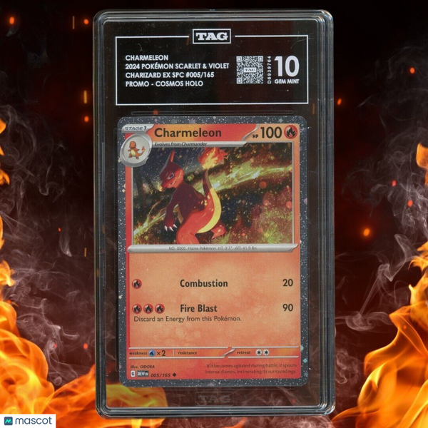 Pokemon Charizard EX SPC CHARMELEON Promo Cosmo Holo 005/165 TAG 10