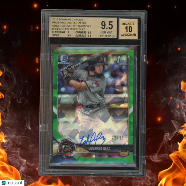 2018 Bowman Chrome EDUARDO DIAZ 1st Bowman Auto /99 Green Atom Refractor BGS 9.5