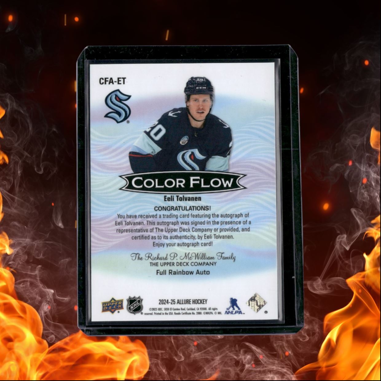 2024-25 Upper Deck Allure Eeli Tolvanen Color Flow Full Rainbow Auto Auto