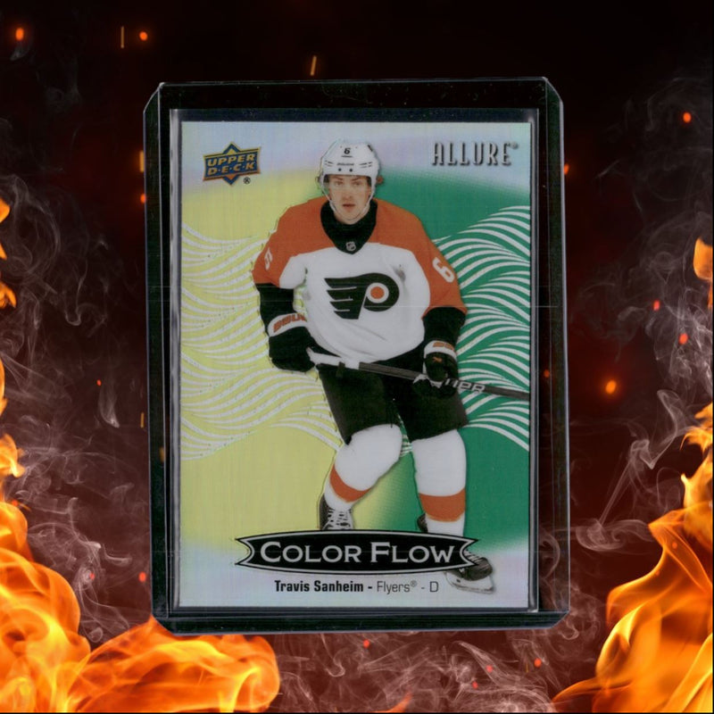 2024-25 Upper Deck Allure Travis Sanheim Color Flow Yellow Green