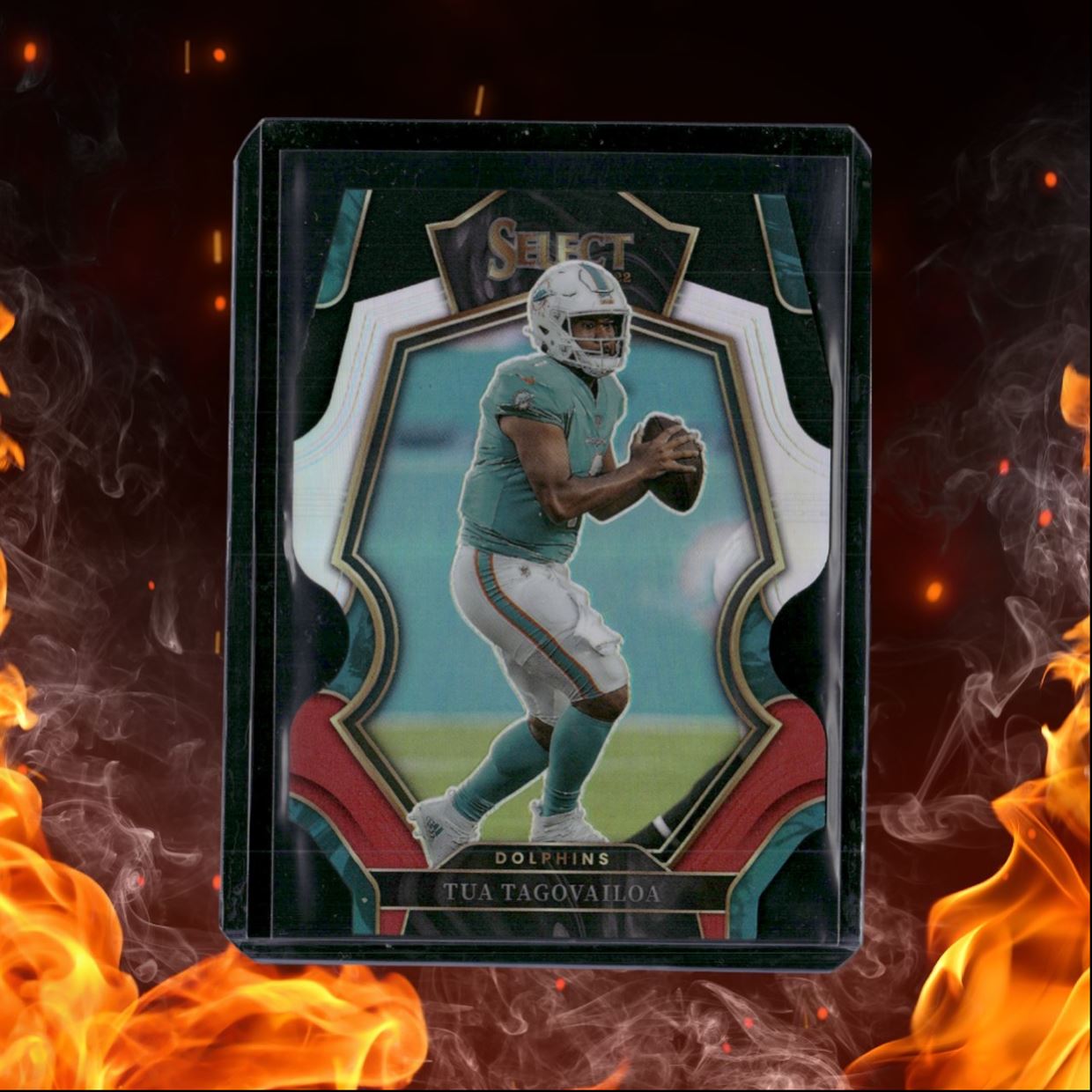 2022 Panini Select Tua Tagovailoa Black and Green Die-Cut Prizm #161