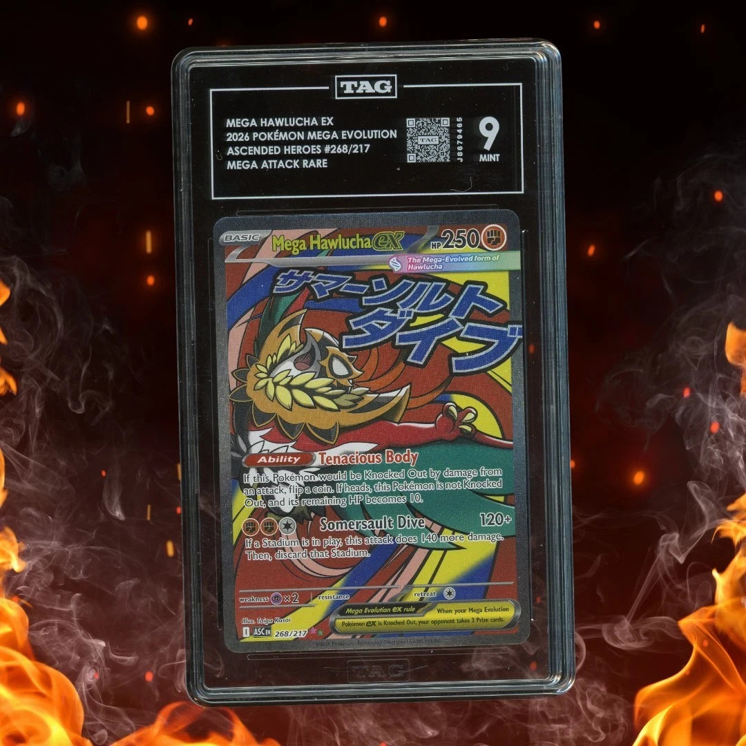 Pokemon Ascended Heroes MEGA HAWLUCHA EX 268/217 Mega Attack Rare TAG 9