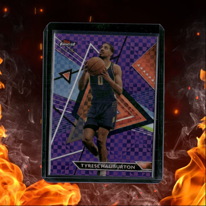 2023-24 Topps Finest Basketball Tyrese Haliburton Purple Checkerboard Refractor