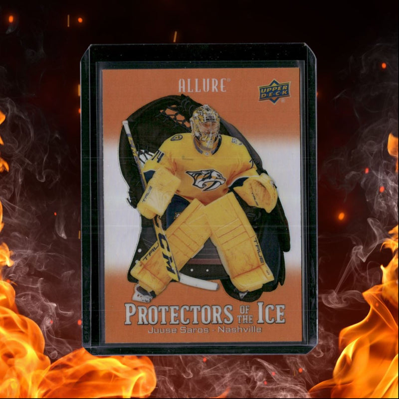 2024-25 Upper Deck Allure Juuse Saros Protectors of the Ice Orange