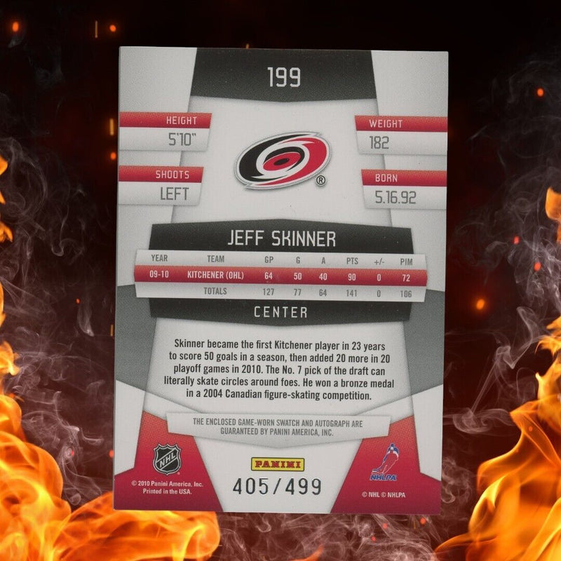 2010-11 Panini Certified JEFF SKINNER Rookie Freshman Fabric /499 Holo