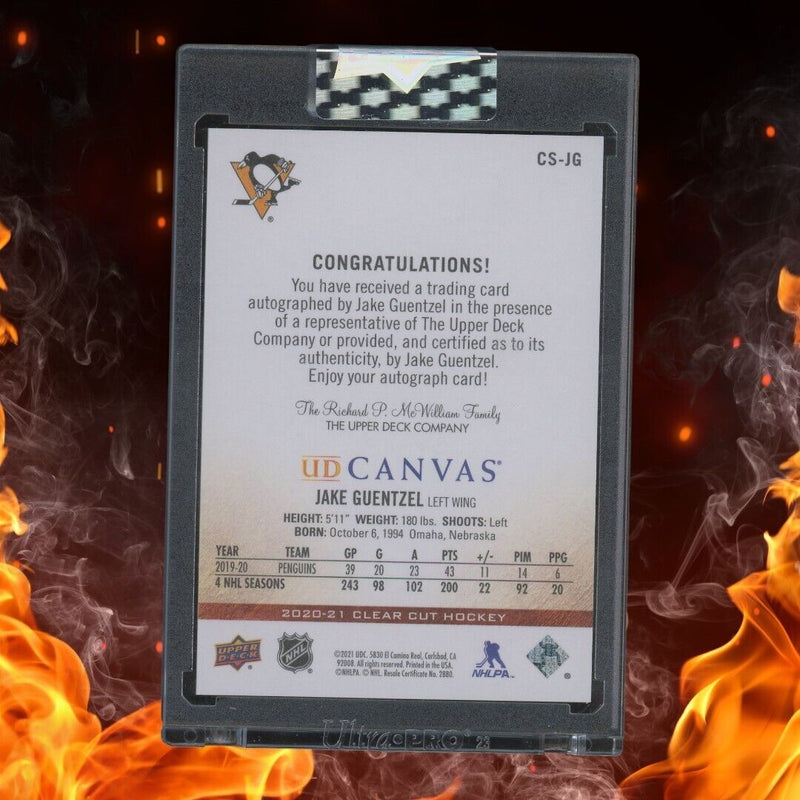 2020-21 Upper Deck Clear Cut JAKE GUENTZEL Auto /25 Canvas Blue Ink