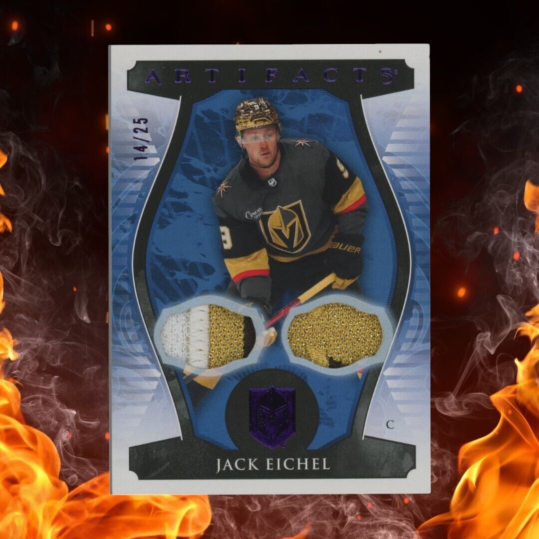 2023-24 Upper Deck Artifacts JACK EICHEL Dual Patch /25 Purple #27 3 Color