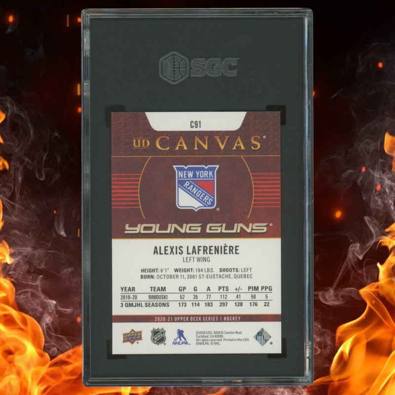 2020-21 Upper Deck ALEXIS LAFRENIERE Canvas Young Guns SGC 10