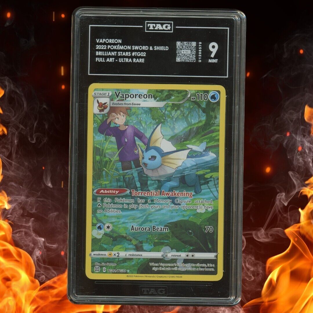 Pokemon Brilliant Stars VAPOREON Trainer Gallery Full Art Ultra Rare TG02 TAG 9