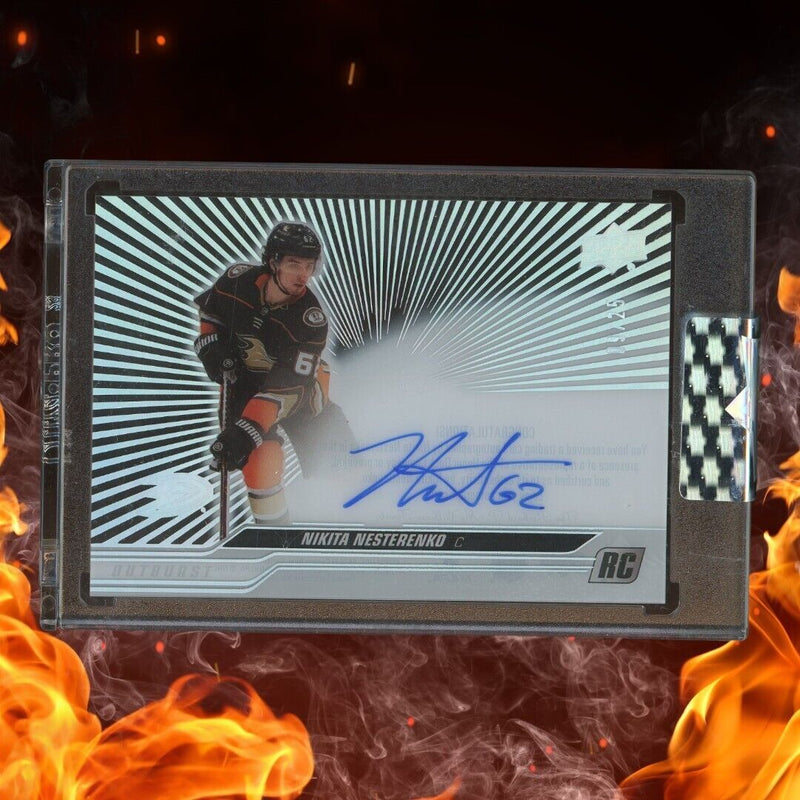 2023-24 Upper Deck Clear Cut NIKITA NESTERENKO Rookie Auto /25 Outburst Silver