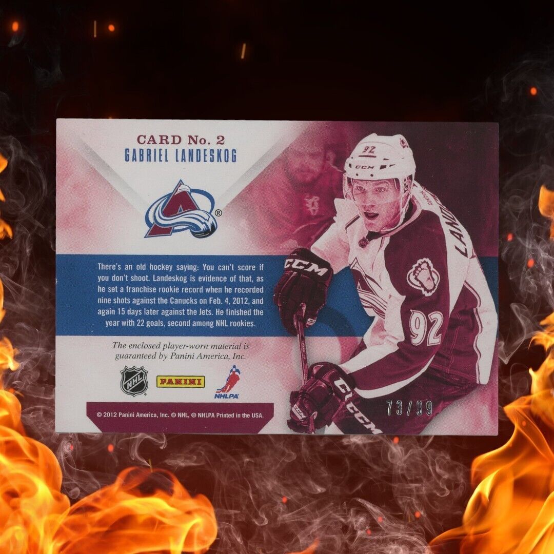 2012-13 Panini Prime GABRIEL LANDESKOG Rookie Prime Time /100 Jersey #2